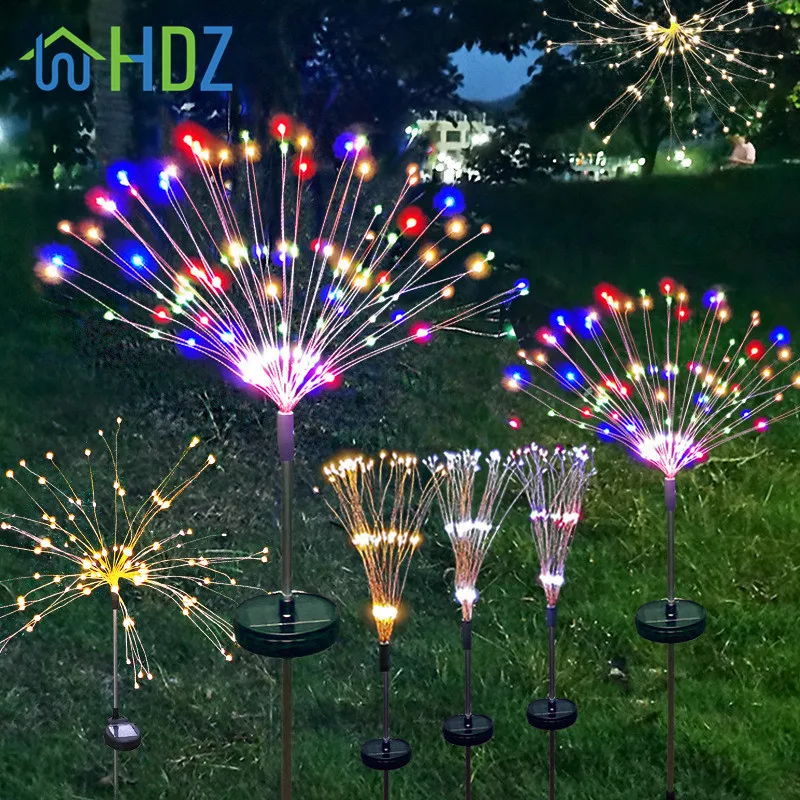 

Solar Powered Outdoor Firework Lights Dandelion String Light Ground Plug Copper Wire Lamp Garden Lights Decoration Lights