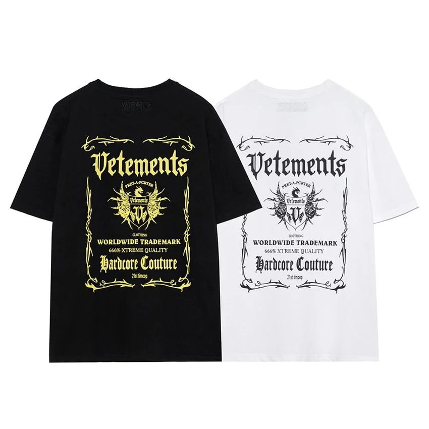 Vetements T-shirt Men Women Vetements Top Tees Embroidered Logo VTM T Shirt