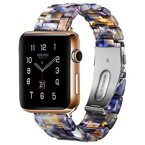 Blue water Ремешок из смолы для Apple watch 44 мм 40 мм iwatch 42 мм 38 мм Пряжка из нержавеющей стали ремешок для часов Браслет Apple watch 5 4 3 21 - Цвет ремешка: Blue water