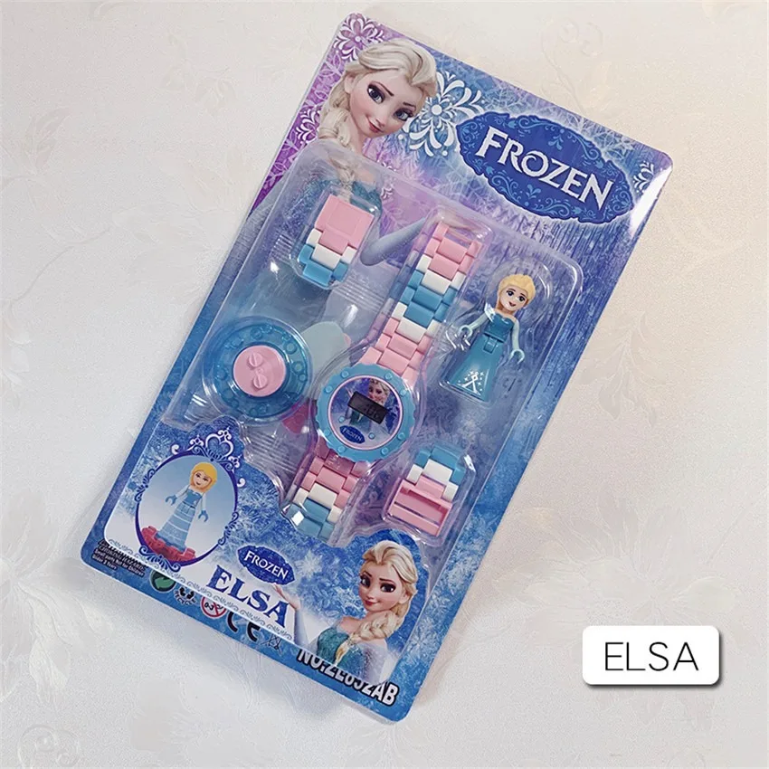 

2021 New Frozen El Sa An Na Watch Building Blocks Bricks Children's Toys Watch Christmas Birthday Gift For Kid