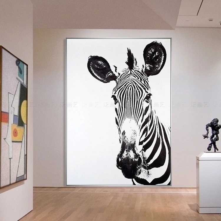 

Hand Painted Oil Painting on Canvas Abstract Black and white Zebra Animal Bedroom Living Room Home Decor Wall Hang Art No Framed