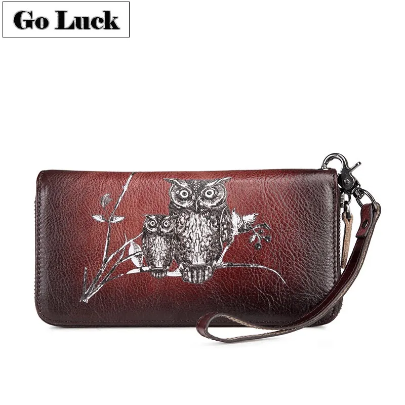 Бренд GO-LUCK, натуральная кожа, браслет, клатчи на каждый день, кошелек, женская сумка для рук, чехол для мобильного телефона, чехол для карт, Женский кошелек на молнии