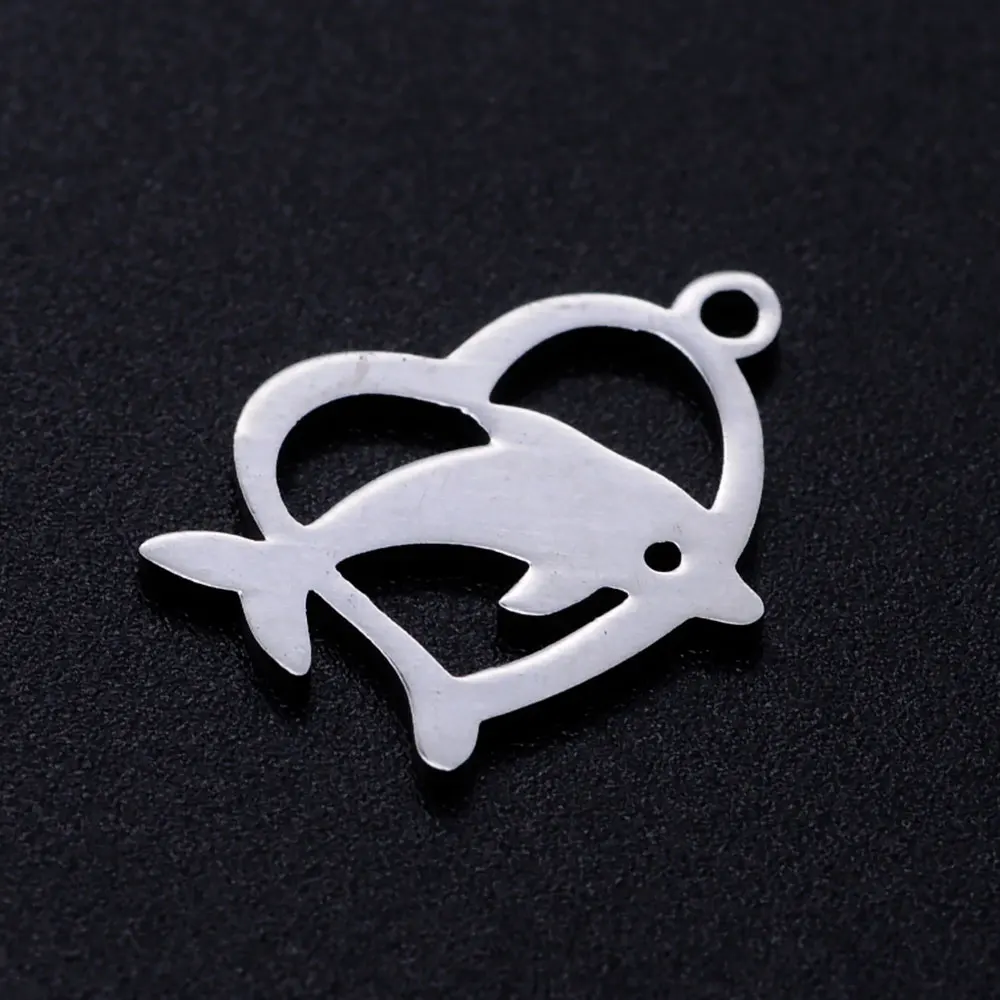 10 шт./лот подвески в виде дельфинов из нержавеющей стали металл 18*14 мм зеркальные