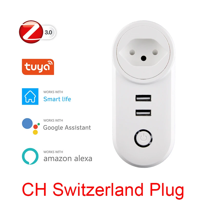 

CH ZigBee3.0 Dual USB Wireless Socket Plug Tuya Smart Life App Remote Control Echo Voice Control Work With Alexa Google Home