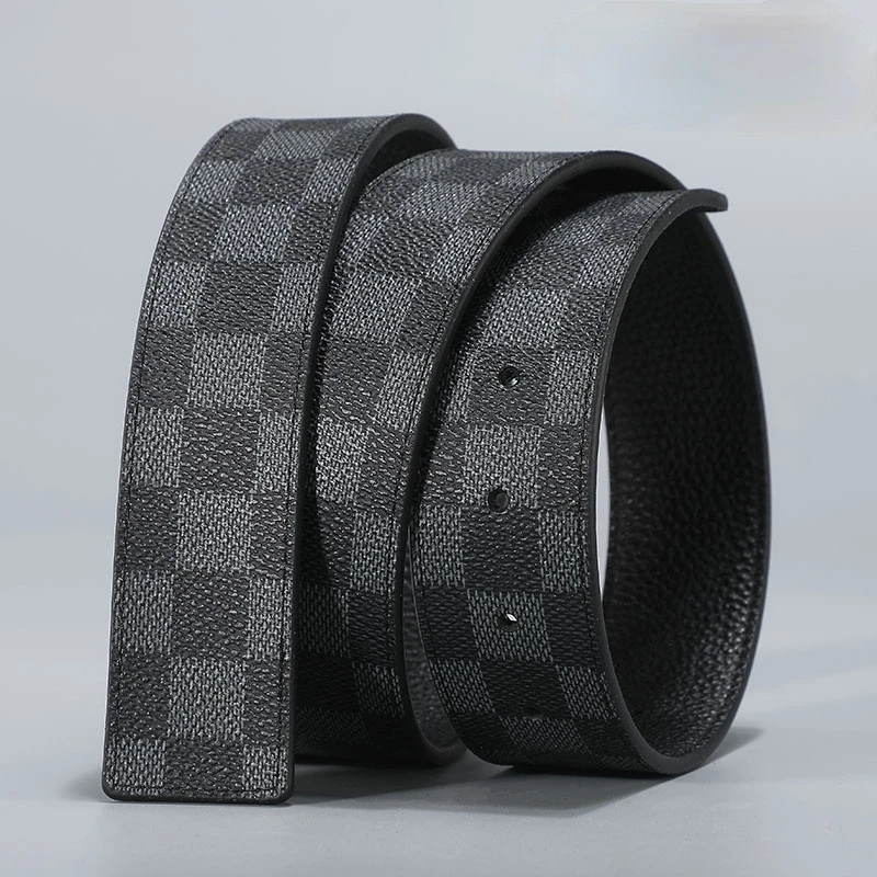 

No Buckled Belt Plaid style Fashion Belts for Men Women Fashion Belts for High Quality Ladies Pin Buckle Belt Scalp Cowhide