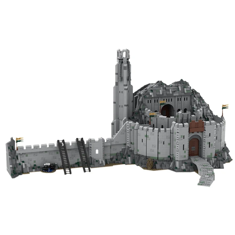 

Moc World Famous Architecture Medieval Castle Helm's Deep UCS Scale Fortress of War Building Blocks Idea Toys For Children Gifts