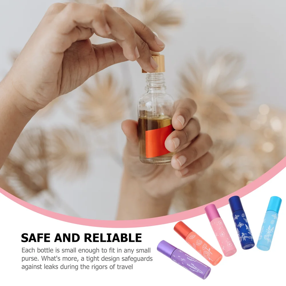 

5Pcs 10ml Essential Oil Roller Bottles Empty Roller Bottle Container for Lip Oil