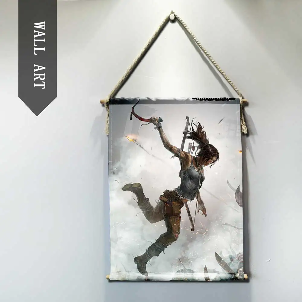 Rise of The Tomb Raider гостиная картина для декора комнаты настенное Искусство современной плотной древесины хлопковая нить подвесной вал прокрутки живопись - Цвет: 7