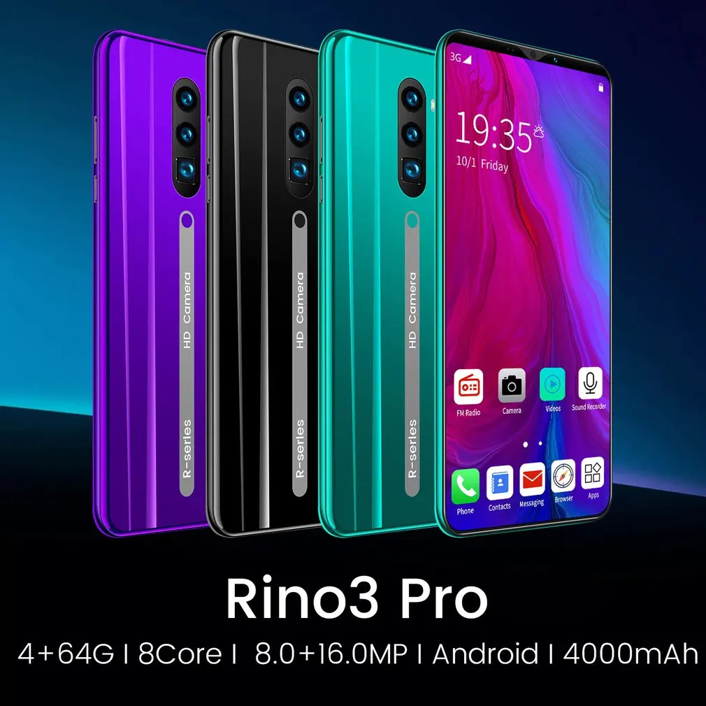 

Rino3 Pro 5.8 Inch Screen Android Phone Purple Water Drop Screen Smartphone Solid Color Mobile Phone Cool Shape Fashion dropship