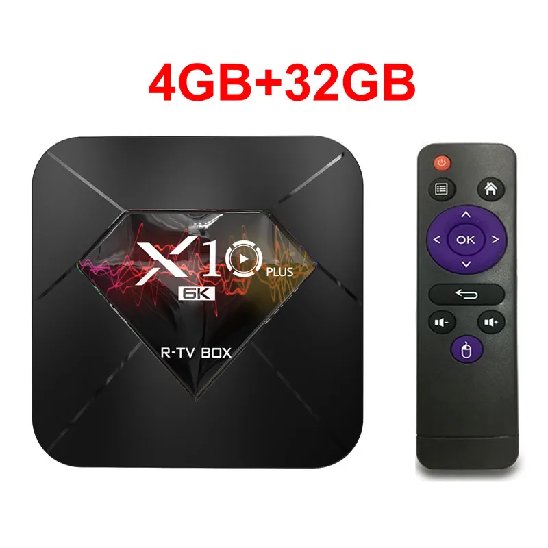 X10 Plus Android 9,0 Smart tv Box Allwinner H6 Четырехъядерный 4 ГБ ОЗУ 64 Гб ПЗУ USB3.0 wifi H.265 HDR 6K разрешение телеприставка - Цвет: 4GB 32GB