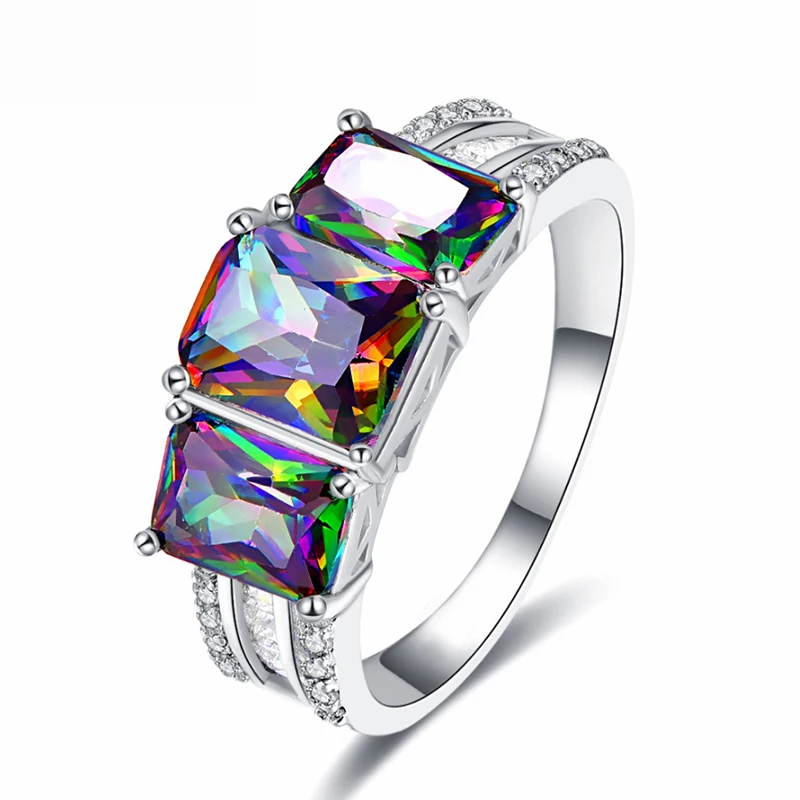 Разноцветное кольцо из ed циркония Дамское фиолетовое роскошное ювелирное