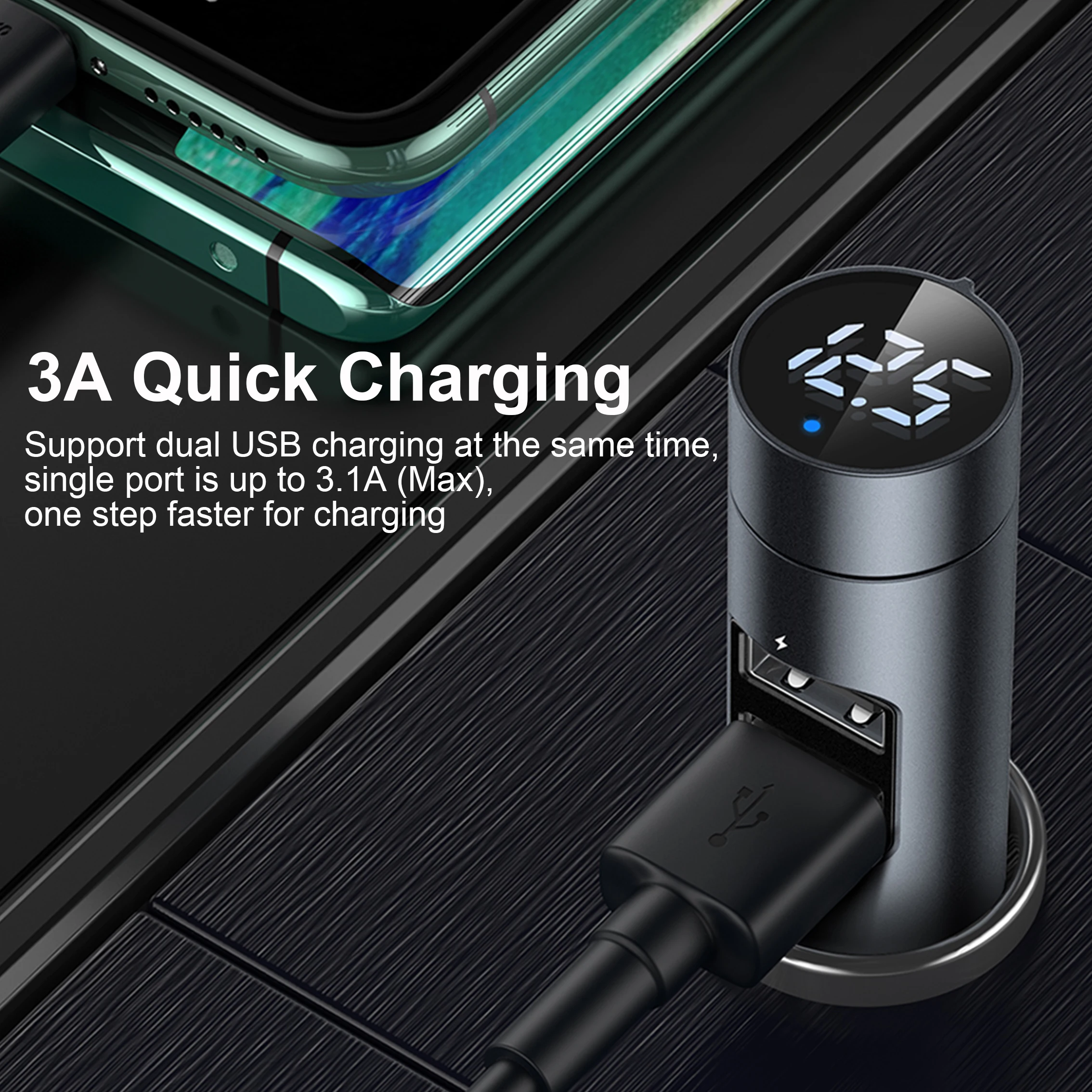 baseus 3 1a car charger bluetooth 5 0 adapter fm transmitter wireless audio receiver mobile phone charger for iphone samsung free global shipping