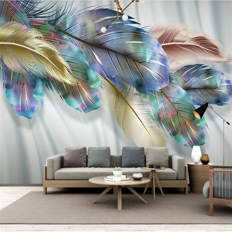 Пользовательские обои 3d современный простой цветной светильник с перьями