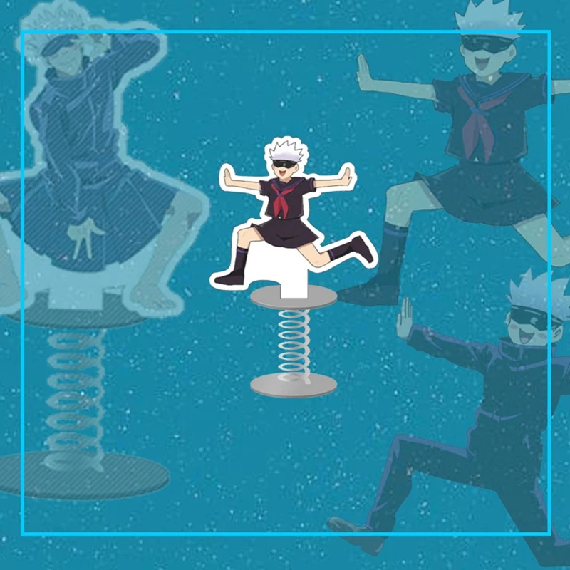 

Anime Jujutsu Kaisen Gojou Satoru Cartoon Spring Figure Shake Shake Stand Model Creative Acrylic Desk Decor Toy Cosplay Gift