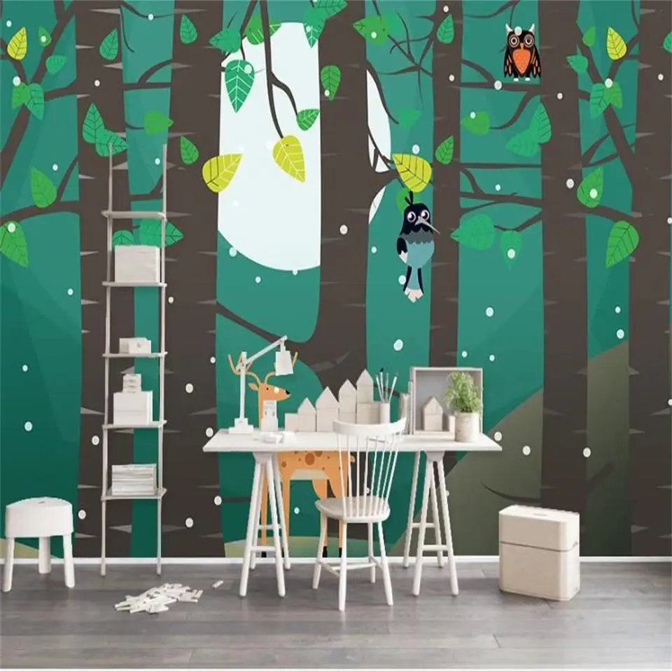 Фотообои на заказ настенные 3d обои для гостиной Сказочная лесная птица мечта