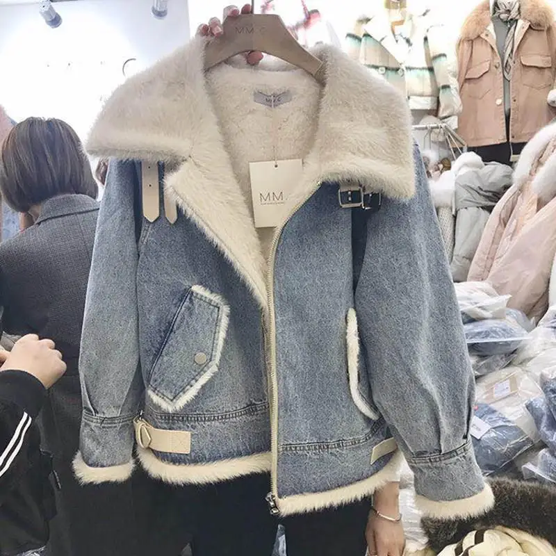 

Warm Bomber Women's Winter Jacket Coat Female Jeans Jacket Basic Ladies Top Windbreaker Denim Jackets Overcoat Plus Size L04