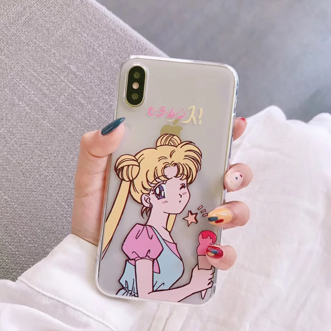 Японский аниме Сейлор Мун чехол с принцессой для Apple iPhone X XS Max Xr 7 8 6 6s Plus девушка конфеты ТПУ прозрачный чехол для телефона Fundas