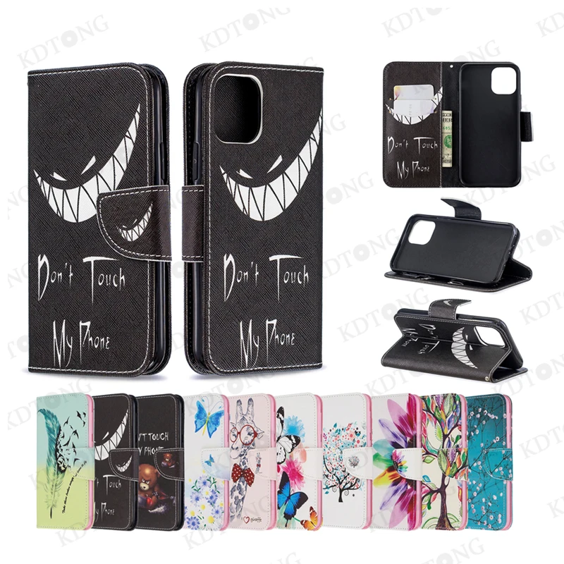 

Fashion Cute Case For Apple iPhone 12 Pro Max Mini Painted Leather Case For iPhone 11 Pro Max Oil Painting Flip Cover Card Clip