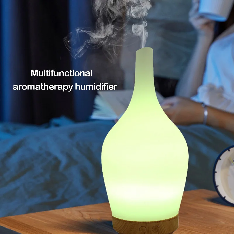 

100ML Frosted Glass Aromatherapy Machine Colorful Lights Mute Aroma Essential Oil Diffuser Home Ultrasonic Atomizing Humidifier