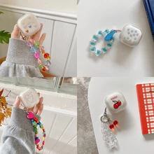 Cute Heart Bracelet Shell Shiny Transparent Earphone Case for Samsung Galaxy Buds Live/Buds Pro/Buds2 Headset Cover