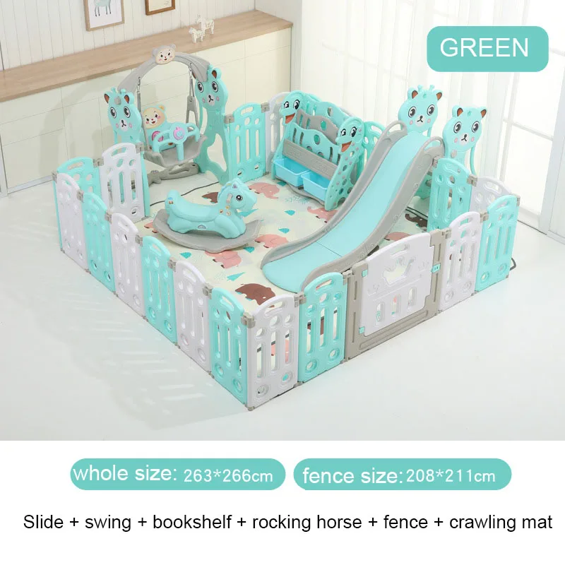Green Combination 3 Супер Роскошный комбинированный детский манеж для детской площадки, детский манеж для детского бассейна, детская игровая площадка - Цвет: Green Combination 3
