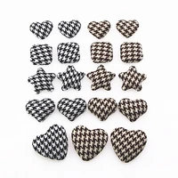 20pcs houndstooth fabric covered sarsquareheart buttons home garden crafts cabochon scrapbooking diy accessories