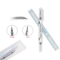 tebori tattoo accesories 1pcs surgical skin marker eyebrow pen tattoo with measuring ruler microblading positioning tool 1 set
