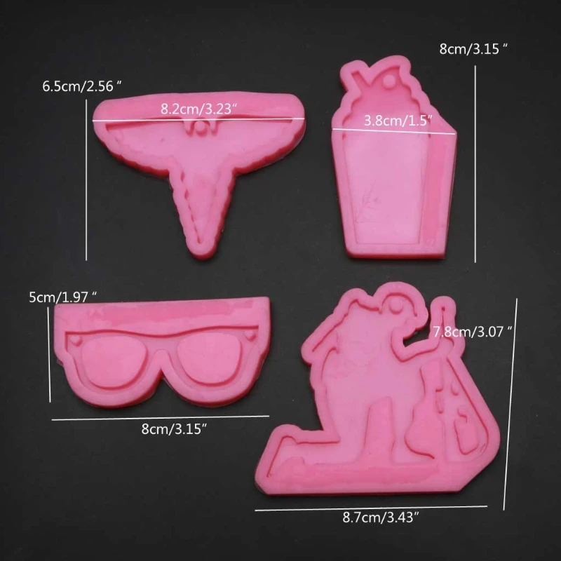 

4Pcs DIY Silicone Soldiers Glasses Resin Mold Caduceus Keychain Molds Kit Tools T4MD