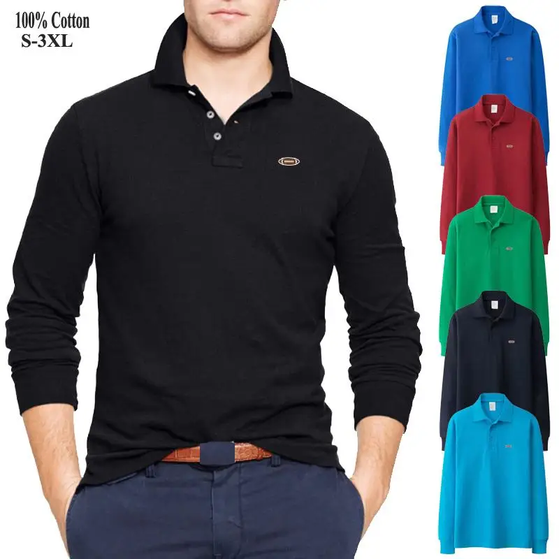Высокое качество мода 2020 повседневные однотонные мужские рубашки поло 100% хлопок