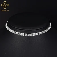 treazy minimalism rhinestone crystal choker necklace for women prom wedding gift silver color chain chokers collier femme