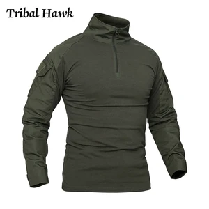 Мужская камуфляжная футболка с длинным рукавом, в стиле милитари