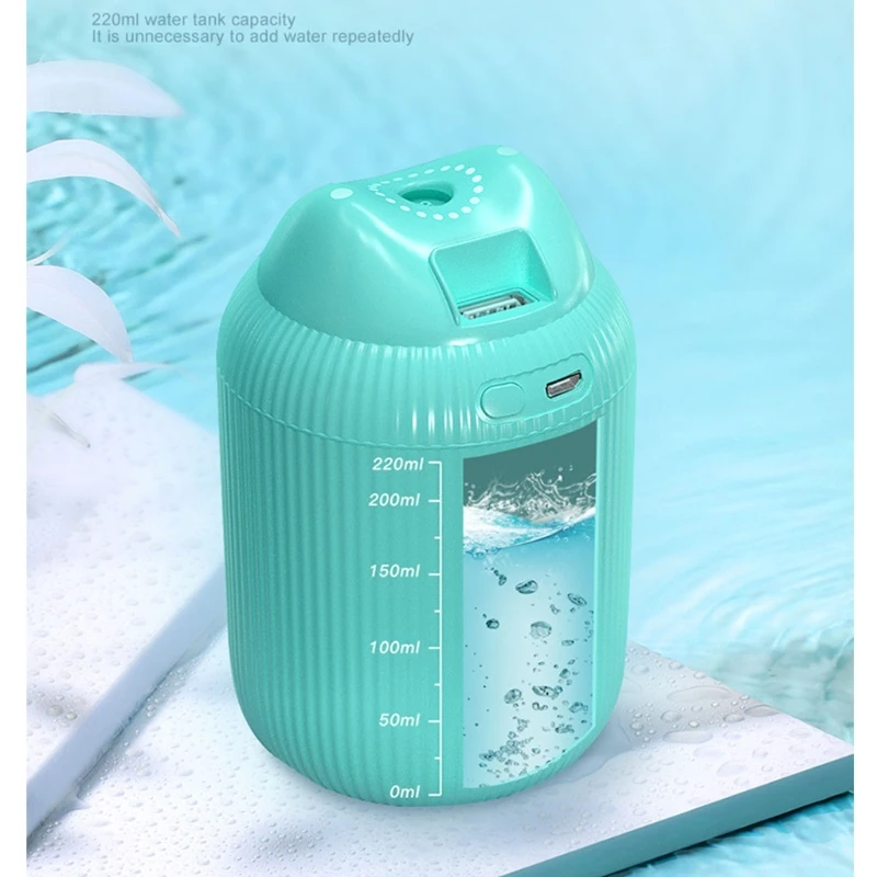 

Portable Car Ultrasonic Spray Humidifier Desktop Humidifier 2 Mist Modes with LED Night Lights 220ml 6 Hs Run Time