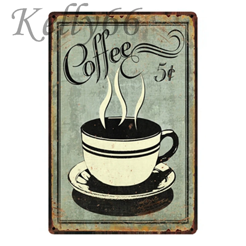 

[ Kelly66 ] COFFEE Vintage Metal Sign Tin Poster Home Decor Bar Wall Art Painting 20*30 CM Size y-1405