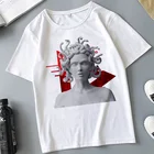Женская футболка с принтом Medusa, летняя футболка с круглым вырезом в стиле Харадзюку, лето 2021