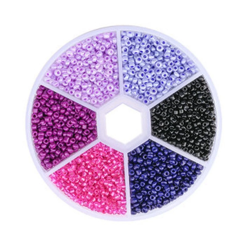 

2Set Boxed 2mm Glass Seed Beads Pendant Crystal Gasket Glass Beads, Dark & Mixed Color