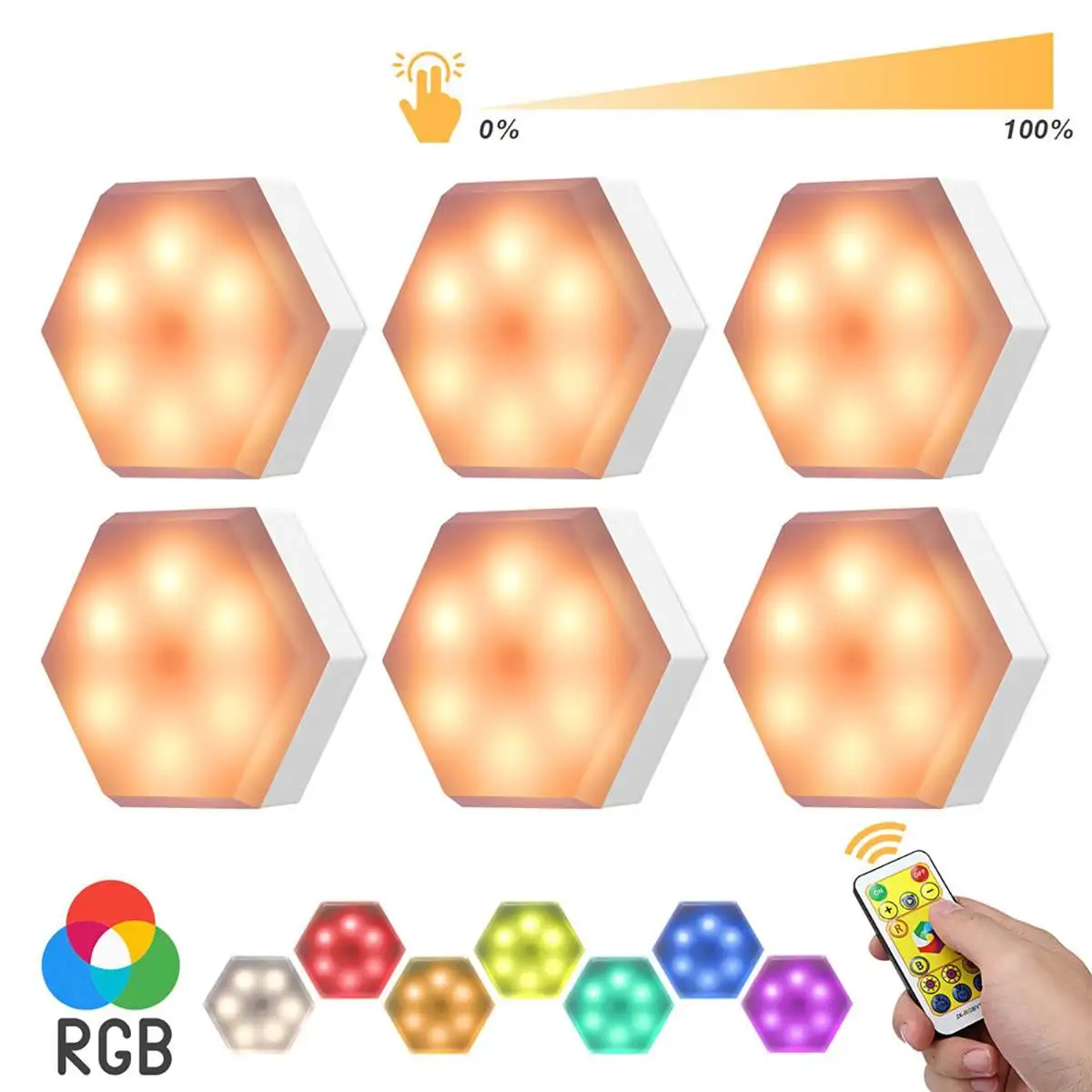 

Квантовая лампа с сенсорным датчиком и регулируемой яркостью, шестигранное зеркальное кухонное ночное освещение, настенные светильники дл...