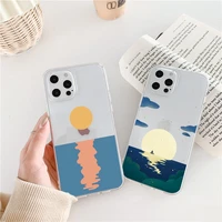 sea wave sunrise clear phone case for iphone 11 12 13 pro max x xs max xr 7 8 plus se 2020 sunset back soft transparent covers