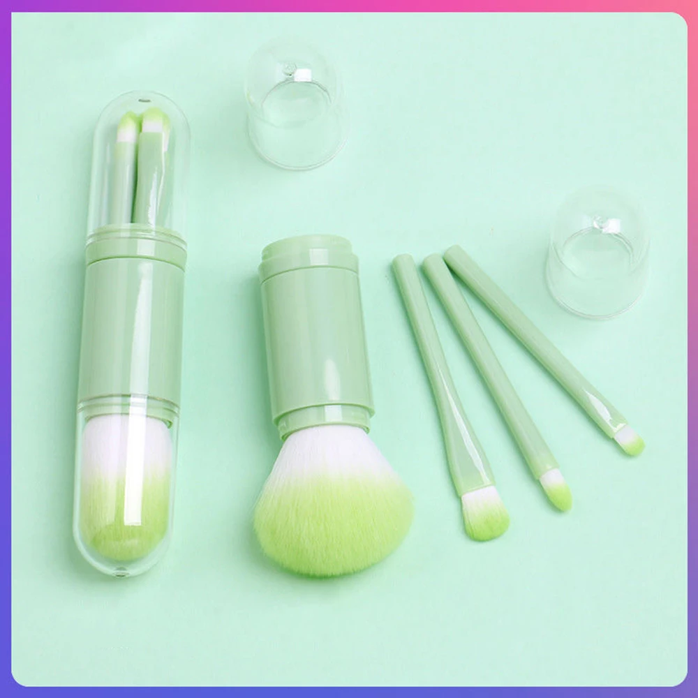

Portable 4-in-1 Face Makeup Brushes Makeup Tools Makeup Brush Set Foundation Brushes for Business Trips Makeup Kit
