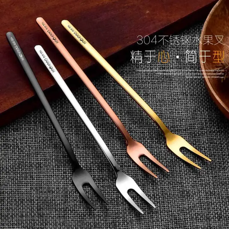

304 набор вилок для фруктов из нержавеющей стали, креативные пластиковые вилки для десертов, десертов, вилка для фруктов закусок