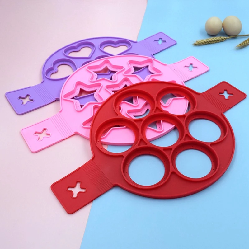 

3Pcs Pancake Moulds Set 7 Cavity Pancake Molds Round Heart Star Cookie Biscuit Cake Baking Moulds Ring Fried Egg Mold Tool