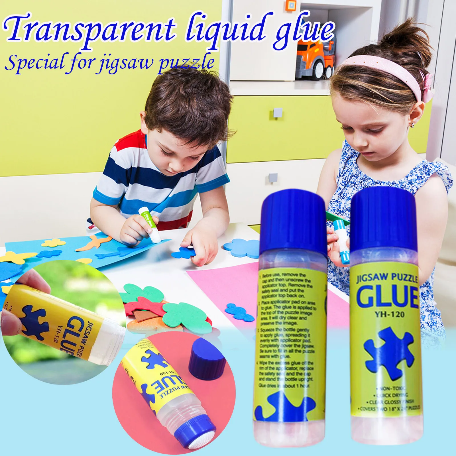 

120ml Safe Clear Glue Stick Papers Jigsaw Puzzle Conserver Glue Tool Self Apply Fast Dry for Puzzle Hobbyist Collector L4