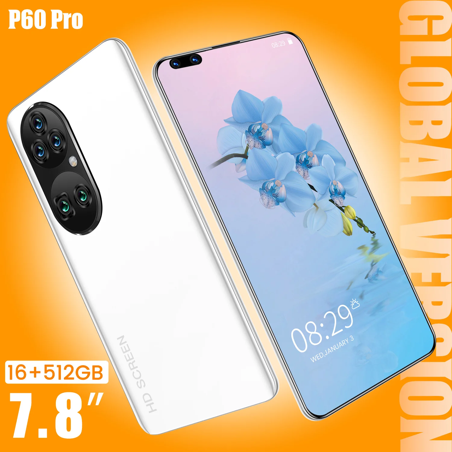 

P60 Pro 16+512GB 7.8 Inch 5600mAh 40+48MP Smartphones Fingerprint ID 10 Core Mobile Phones MTK6889 Andriod 11 Global Version