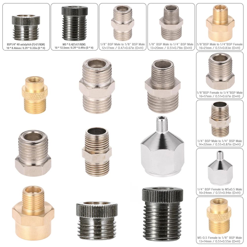 Professional 9pcs Airbrush Adaptor Kit Fitting Connector Set For Compressor& Airbrush Hose Convert Plug
