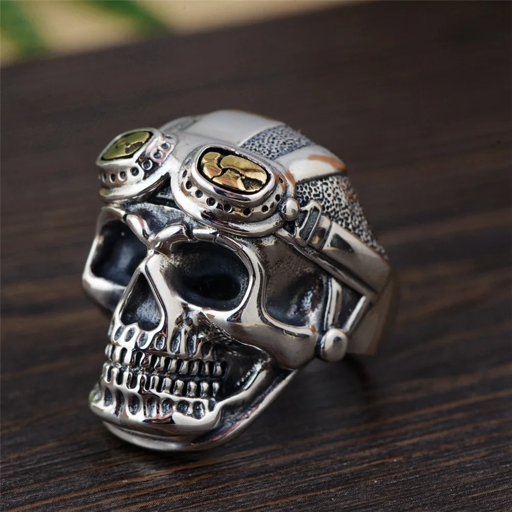 

Retro punk hip-hop domineering aviator skull male ring creative fashion mens ring boy birthday gift party jewelry wholesale