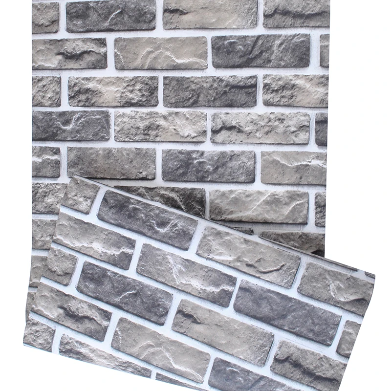 

Rustic Vintage 3D Faux Brick Wallpaper Roll Vinyl PVC Retro Industrial Loft Wall Paper Grey brown and red Washable