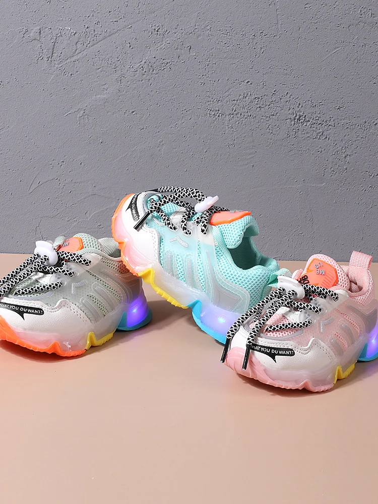 CAPSELLA KIDS Led Sneakers New Girls Boys Light Up Sports Shoes 1-6 Years Baby Glowing Running Toddler Soft Luminous | Детская одежда и