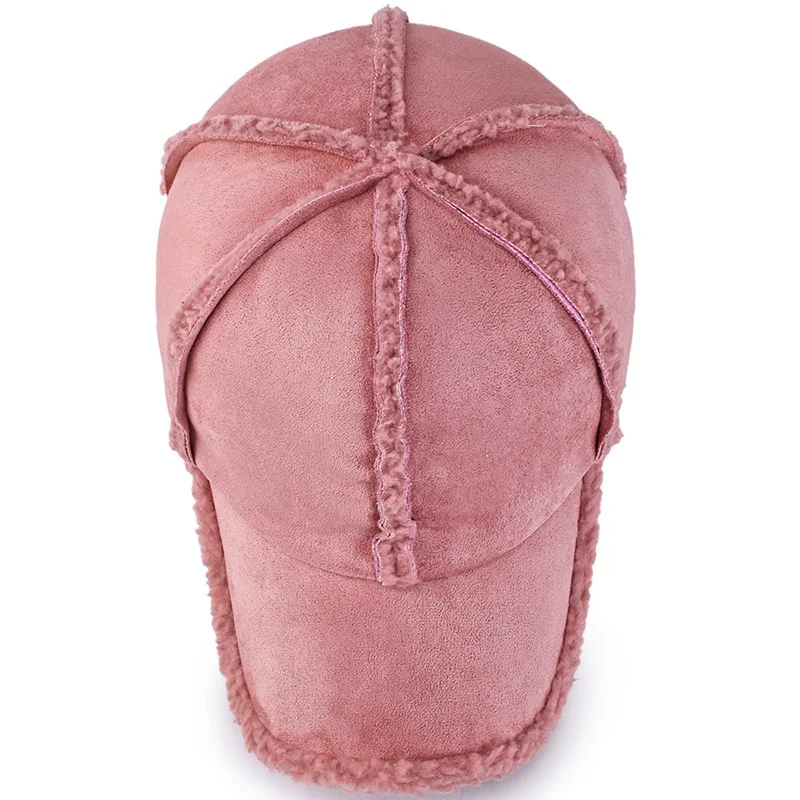 Women Winter Baseball Cap Wool Sheepskin Thicken Warm Solid Colourful Cap Men Casual Sports Trucker Korean Snapback Bone Cap