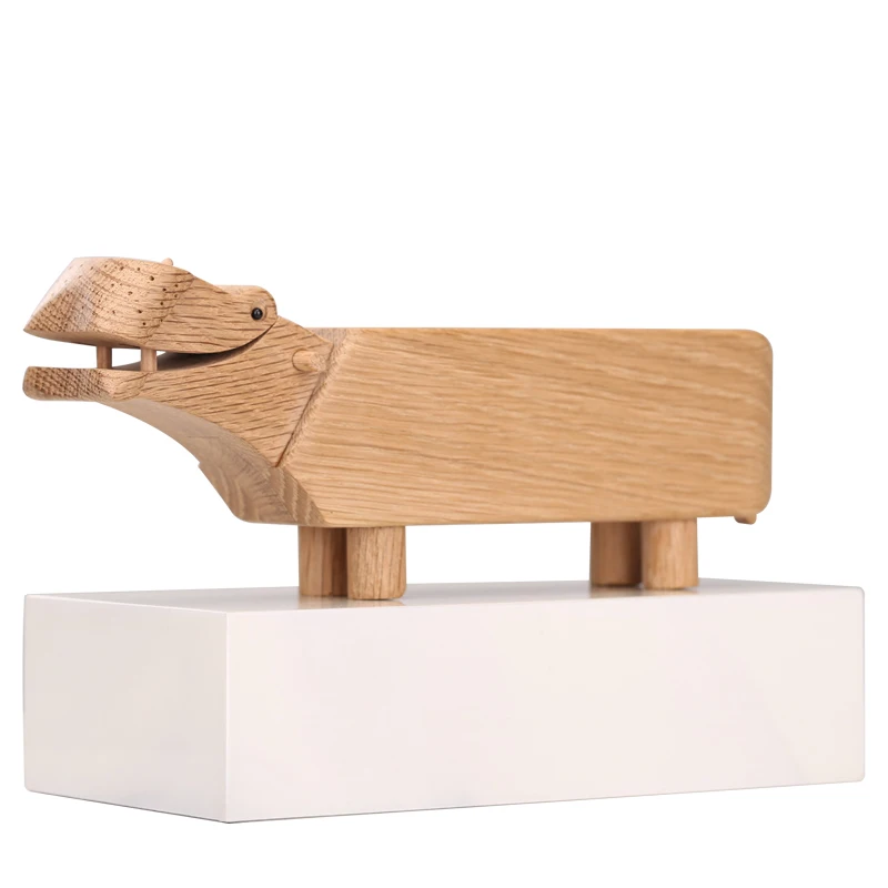 Деревянные миниатюрные фигурки в виде бегемота украшения для офисной комнаты