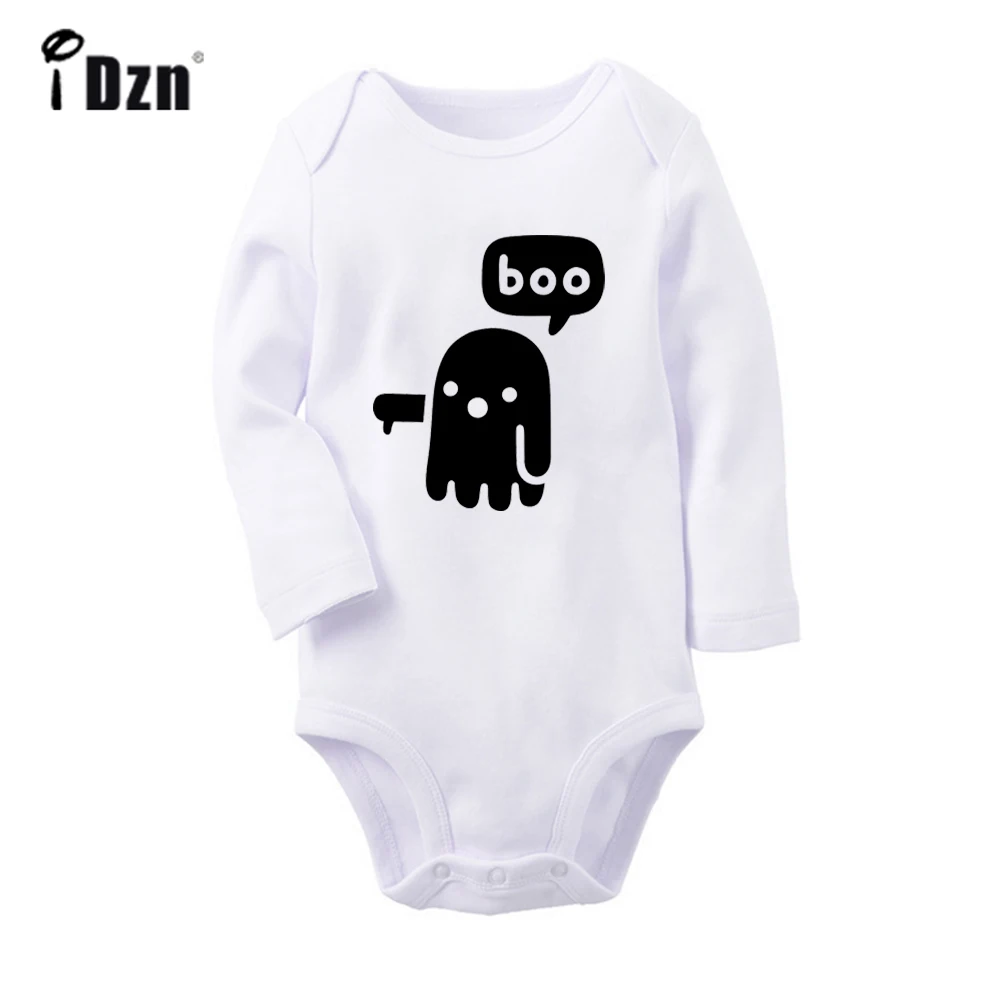 

Ghost Of Disapproval Boo Happy Halloween Evil Pumpkin Candy Newborn Baby Outfits Long Sleeve Jumpsuit 100% Cotton