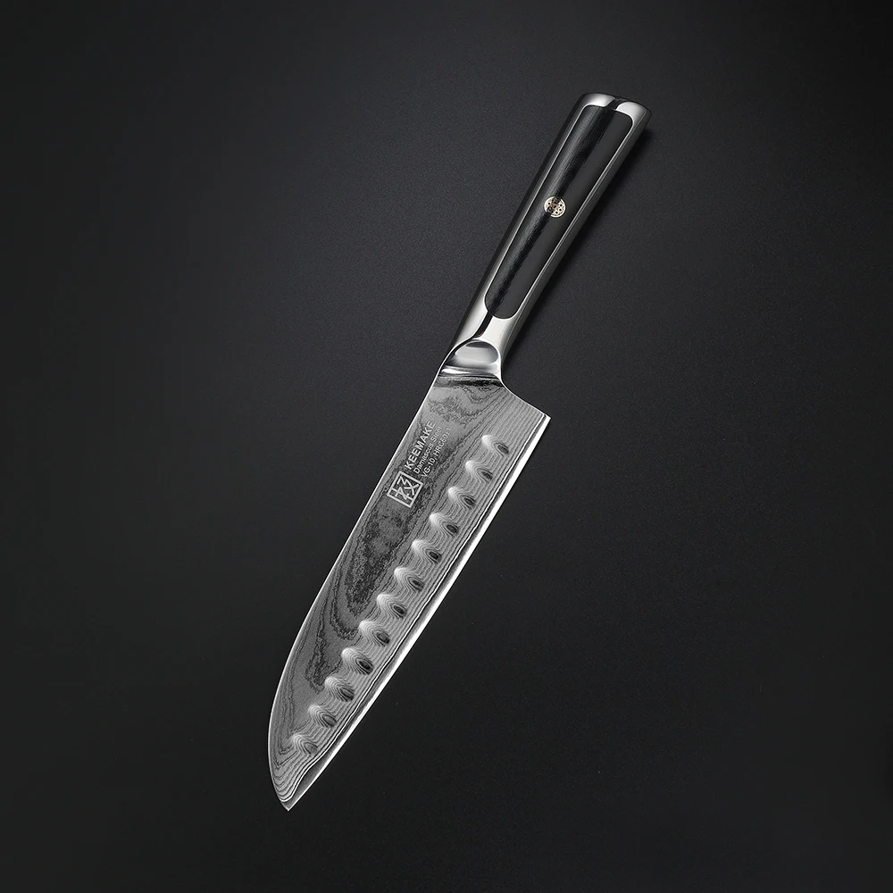 KEEMAKE Премиум 7 ''дамасский нож Santoku японский VG10 лезвие из стали кухонные ножи